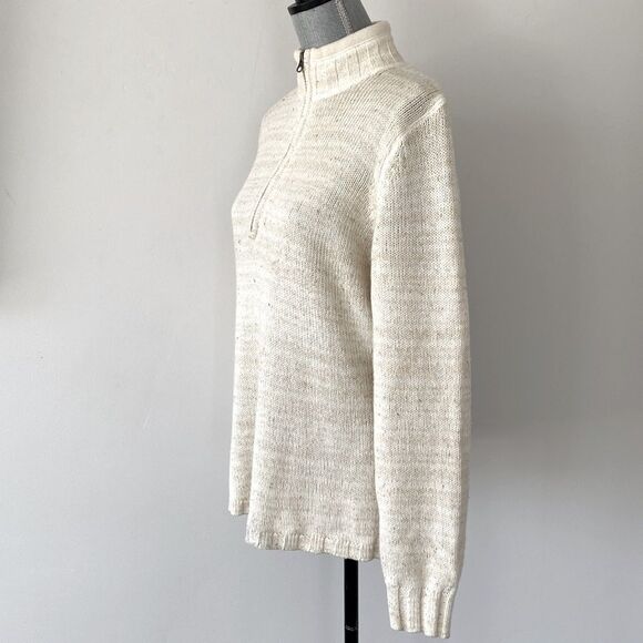 Woolrich Women’s 1/4 Zip Cream Cowl Neck Sweater L breathable Gorpcore Coastal - Picture 10 of 11